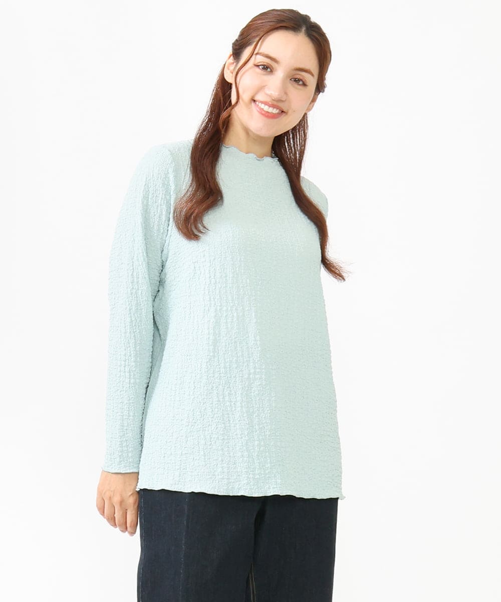 OLKLV24059 eur3(エウルキューブ) 【大きいサイズ】ぽこぽこカットソー ライトブルー(50)