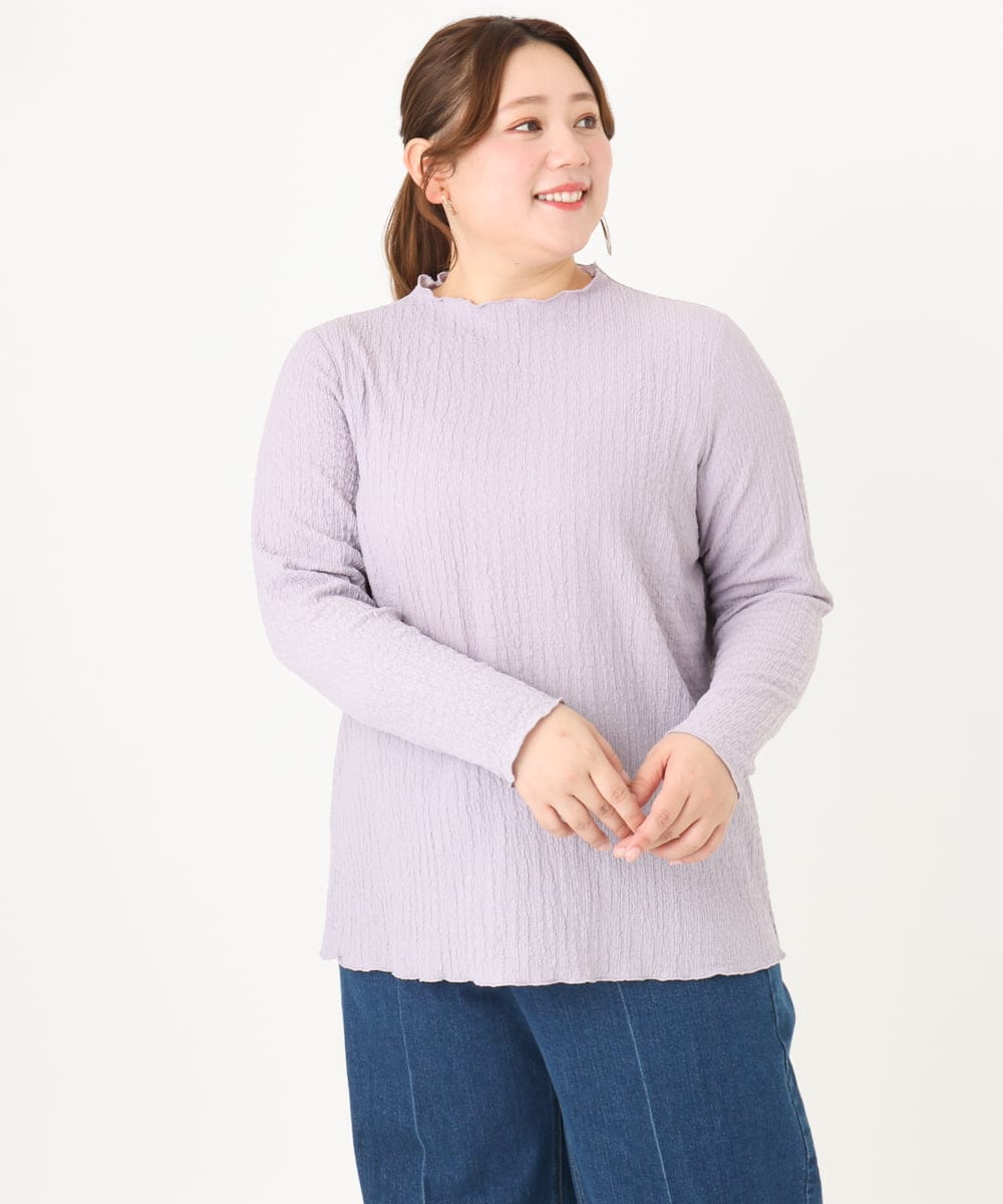 OLKLV24059 eur3(エウルキューブ) 【大きいサイズ】ぽこぽこカットソー ラベンダー(60)
