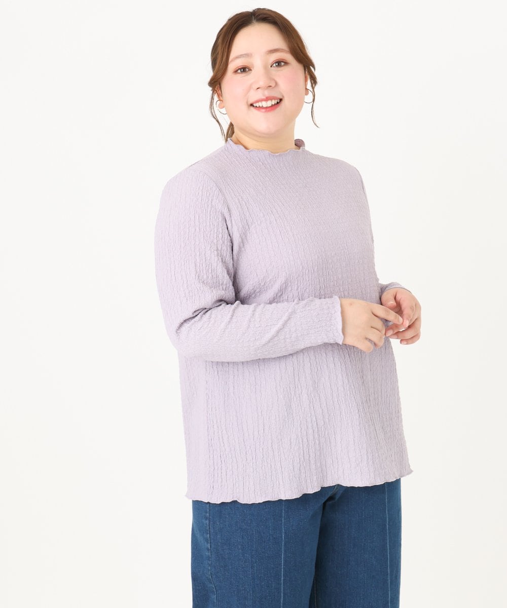 OLKLV24059 eur3(エウルキューブ) 【大きいサイズ】ぽこぽこカットソー ラベンダー(60)