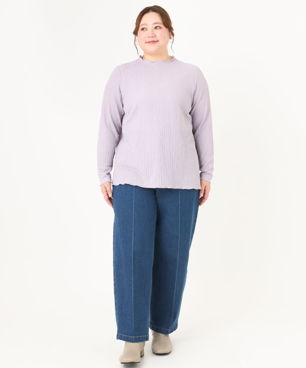OLKLV24059 eur3(エウルキューブ) 【大きいサイズ】ぽこぽこカットソー ラベンダー(60)