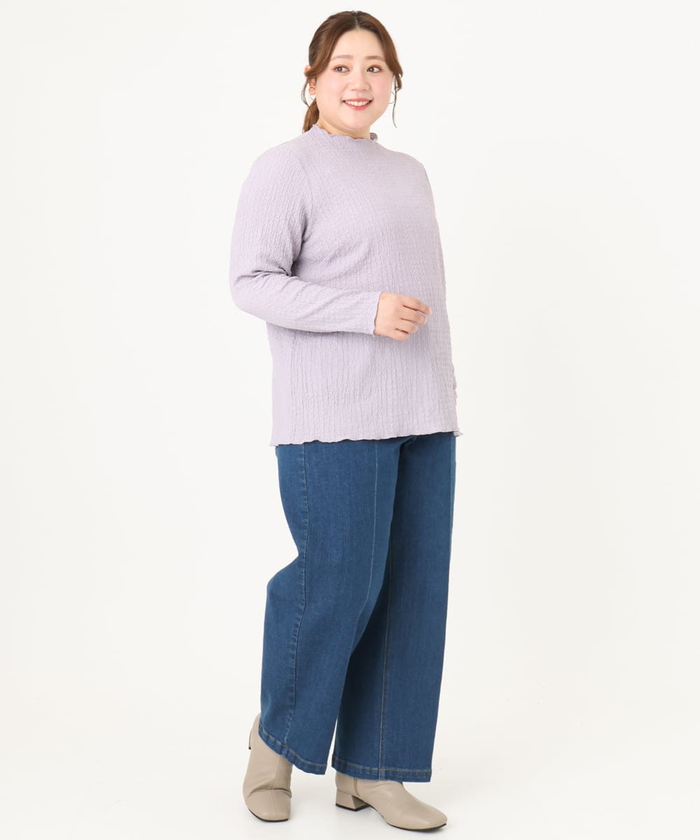 OLKLV24059 eur3(エウルキューブ) 【大きいサイズ】ぽこぽこカットソー ラベンダー(60)