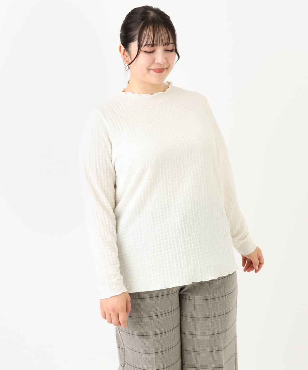 OLKLV24059 eur3(エウルキューブ) 【大きいサイズ】ぽこぽこカットソー アイボリー(80)