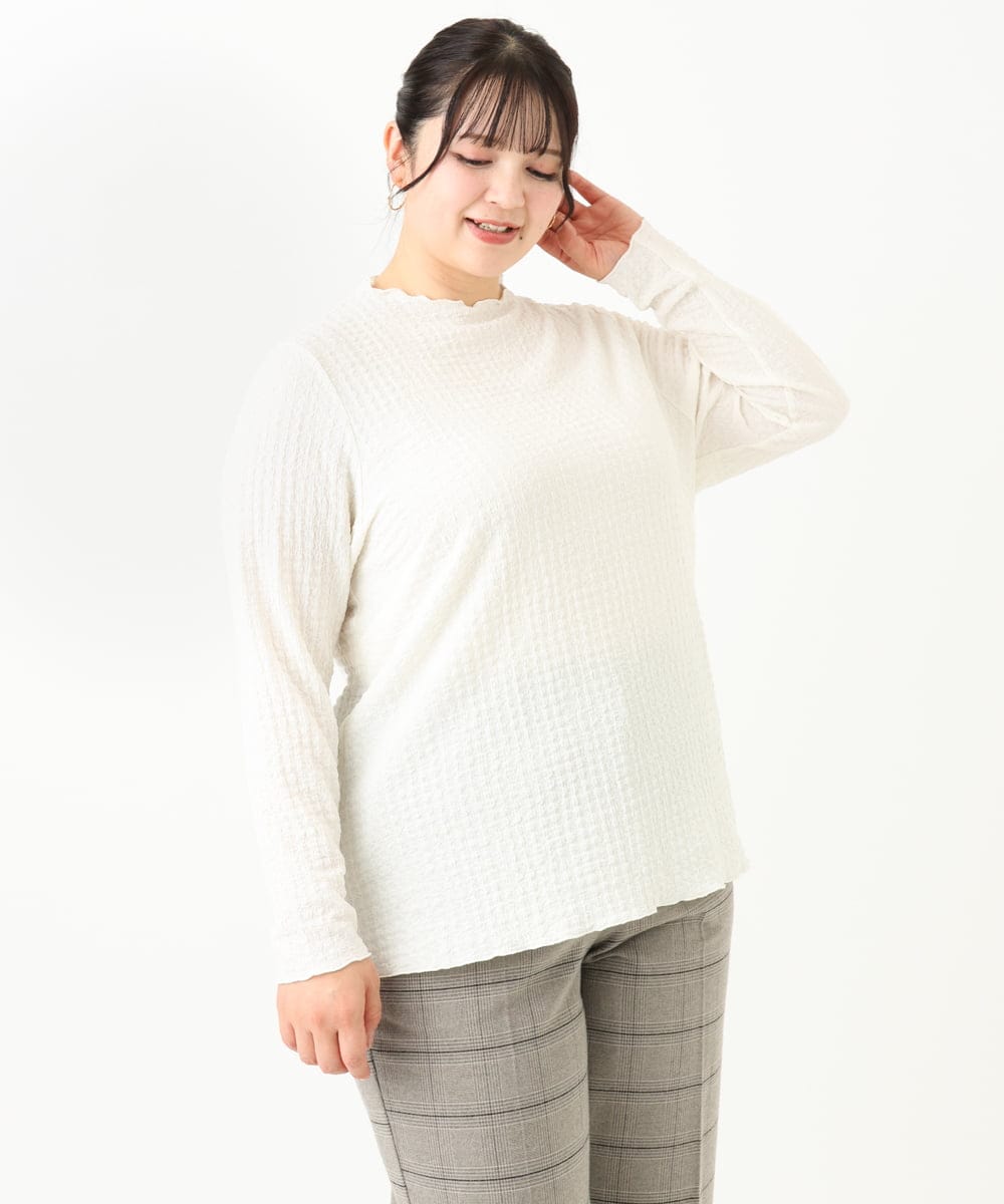 OLKLV24059 eur3(エウルキューブ) 【大きいサイズ】ぽこぽこカットソー アイボリー(80)