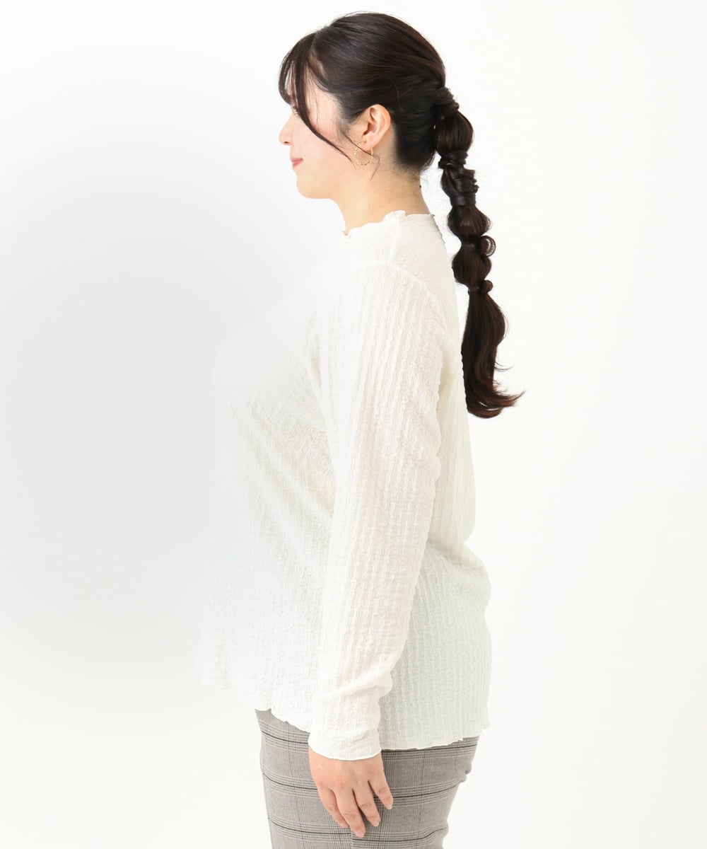 OLKLV24059 eur3(エウルキューブ) 【大きいサイズ】ぽこぽこカットソー アイボリー(80)