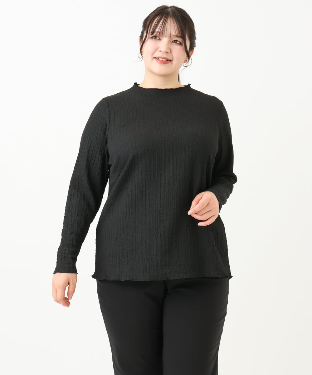 OLKLV24059 eur3(エウルキューブ) 【大きいサイズ】ぽこぽこカットソー ブラック(94)