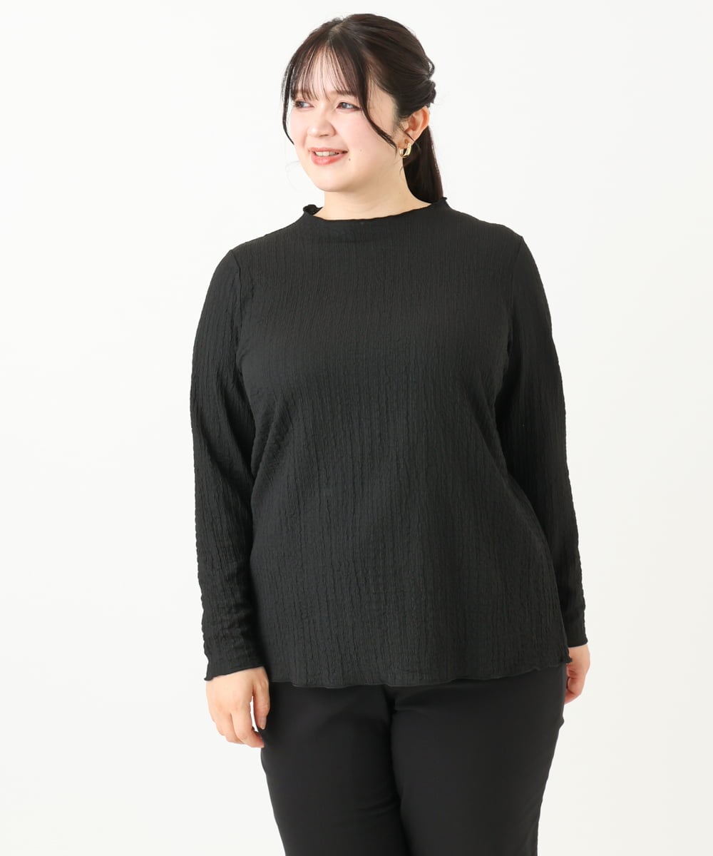 OLKLV24059 eur3(エウルキューブ) 【大きいサイズ】ぽこぽこカットソー ブラック(94)