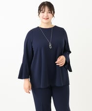 OLKLV32099 eur3(エウルキューブ) 【大きいサイズ/11号サイズあり/セットアップ対応】カットジョーゼットバックレースアップカットソー ネイビー(57)