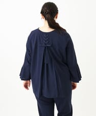 OLKLV32099 eur3(エウルキューブ) 【大きいサイズ/11号サイズあり/セットアップ対応】カットジョーゼットバックレースアップカットソー ネイビー(57)