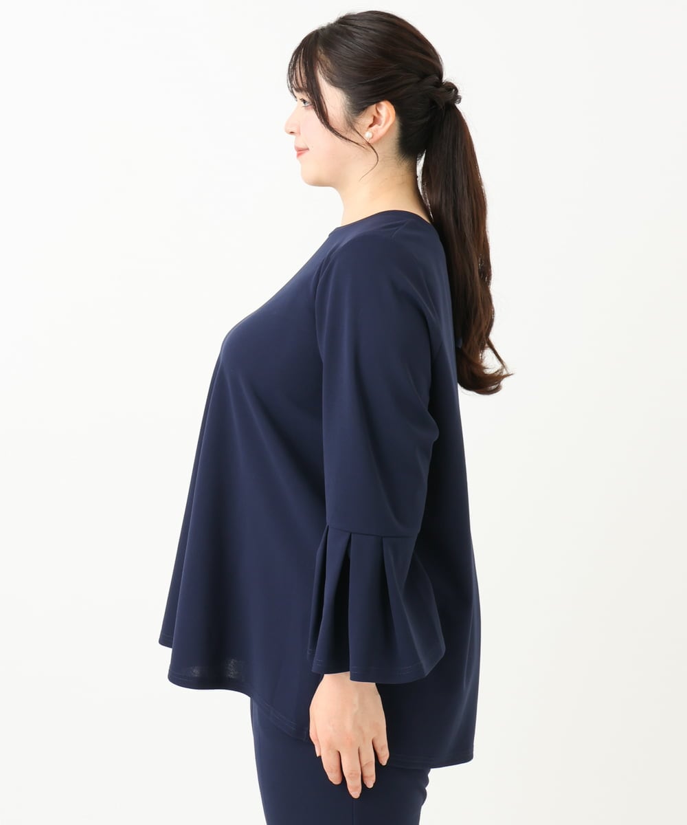 OLKLV32099 eur3(エウルキューブ) 【大きいサイズ/11号サイズあり/セットアップ対応】カットジョーゼットバックレースアップカットソー ネイビー(57)