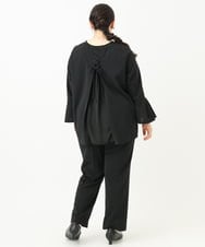 OLKLV32099 eur3(エウルキューブ) 【大きいサイズ/11号サイズあり/セットアップ対応】カットジョーゼットバックレースアップカットソー ブラック(94)