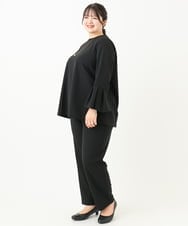 OLKLV32099 eur3(エウルキューブ) 【大きいサイズ/11号サイズあり/セットアップ対応】カットジョーゼットバックレースアップカットソー ブラック(94)