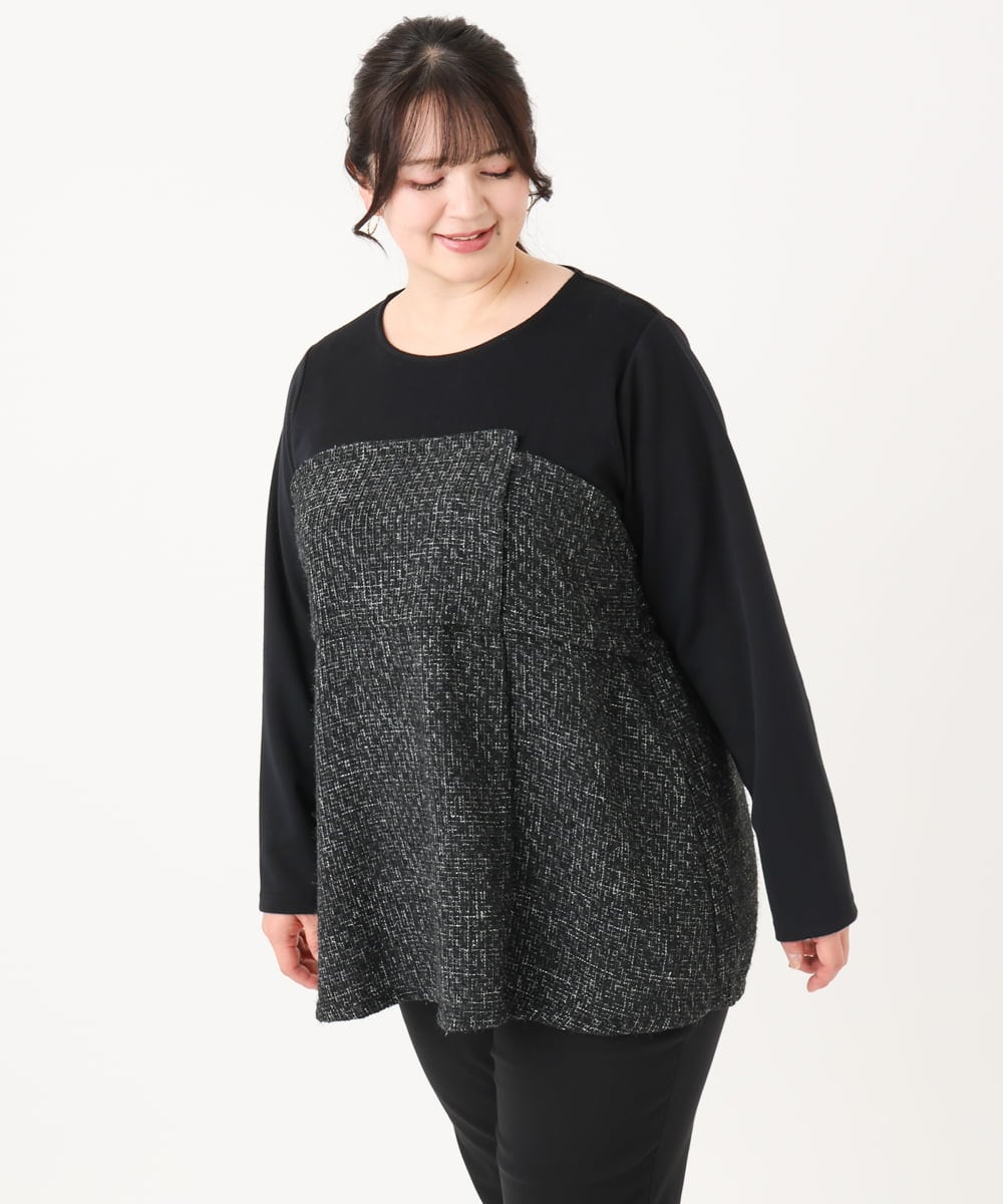 OLKLV37089 eur3(エウルキューブ) 【大きいサイズ】ビスチェドッキングカットソー ブラック(94)