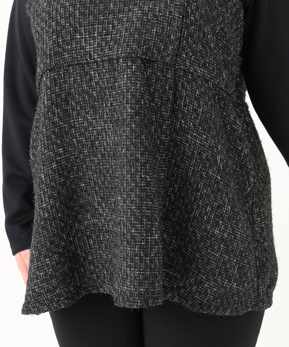 OLKLV37089 eur3(エウルキューブ) 【大きいサイズ】ビスチェドッキングカットソー ブラック(94)
