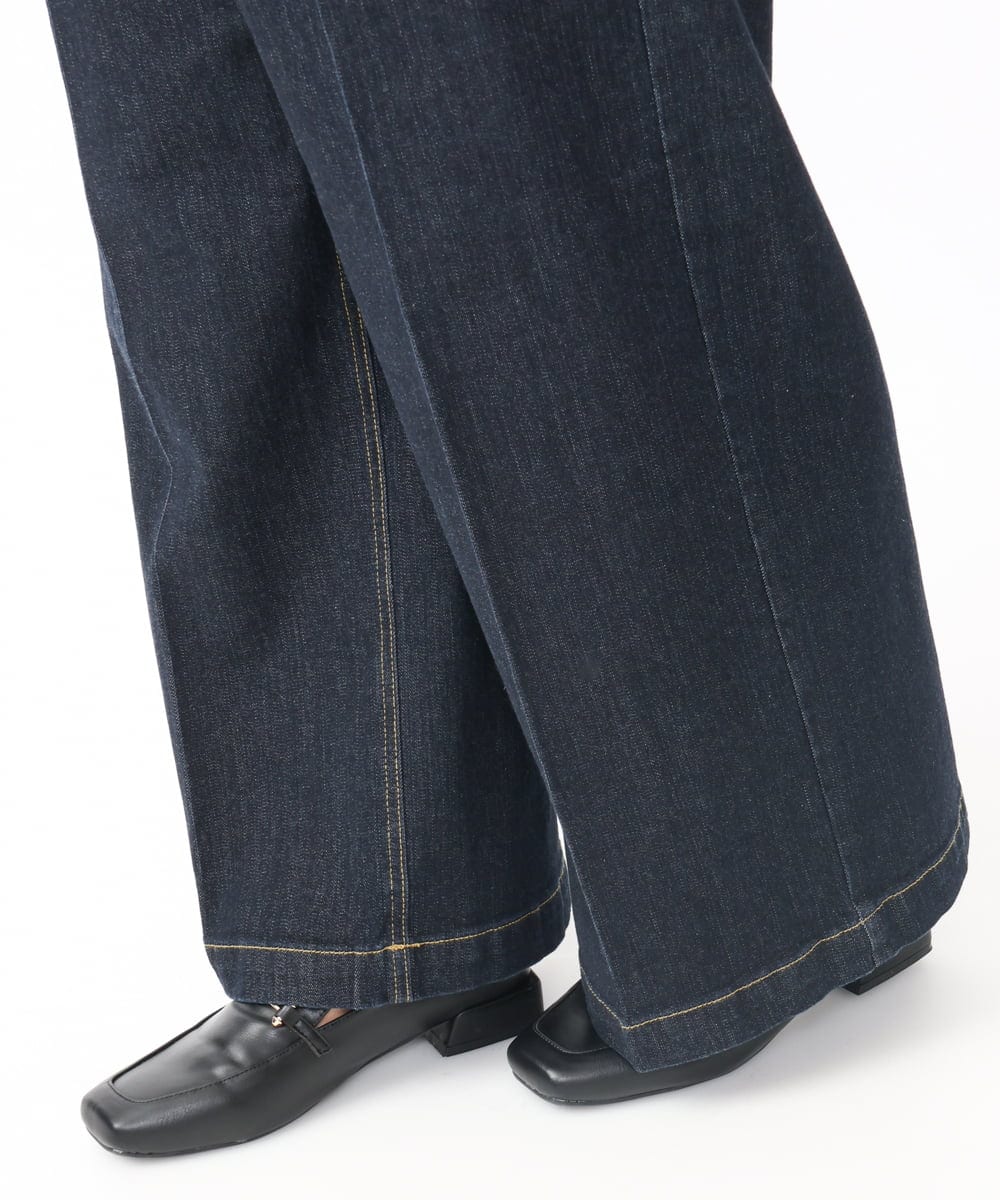 OLLAA08099 eur3(エウルキューブ) 【大きいサイズ】ワイドデニムパンツ ネイビー(57)