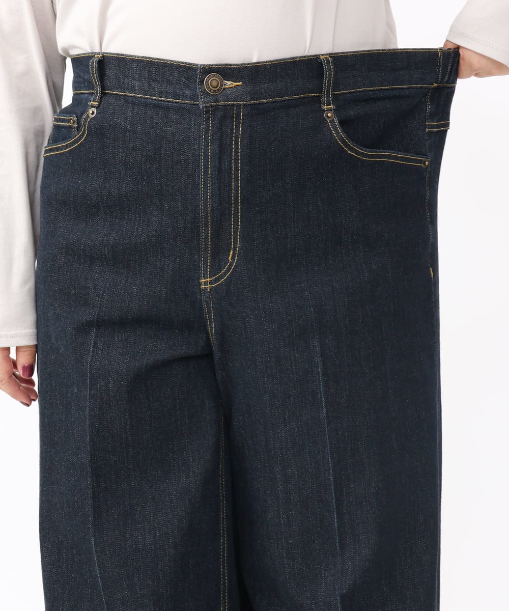 OLLAA08099 eur3(エウルキューブ) 【大きいサイズ】ワイドデニムパンツ ネイビー(57)