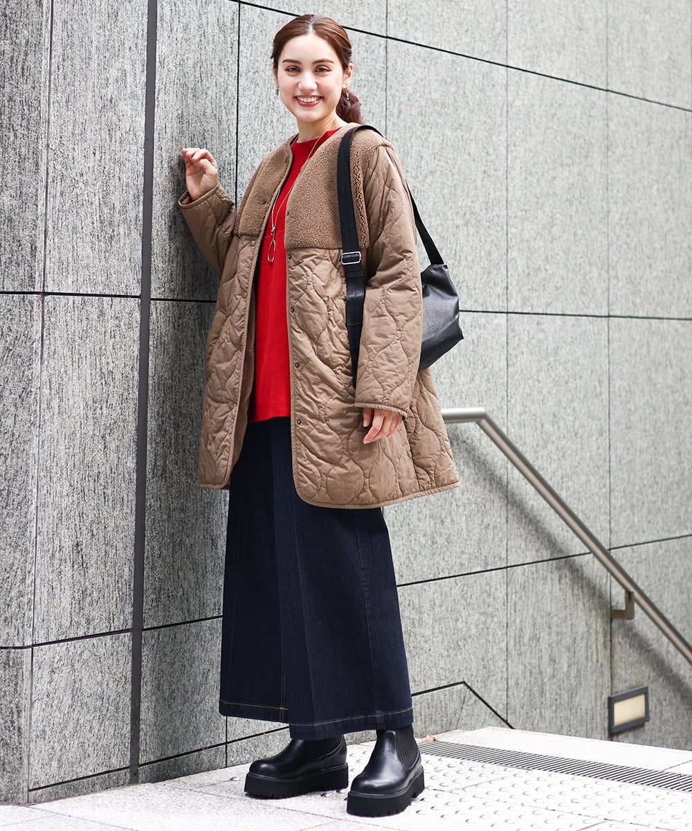 OLLAA08099 eur3(エウルキューブ) 【大きいサイズ】ワイドデニムパンツ ネイビー(57)