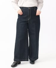OLLAA08099 eur3(エウルキューブ) 【大きいサイズ】ワイドデニムパンツ ネイビー(57)