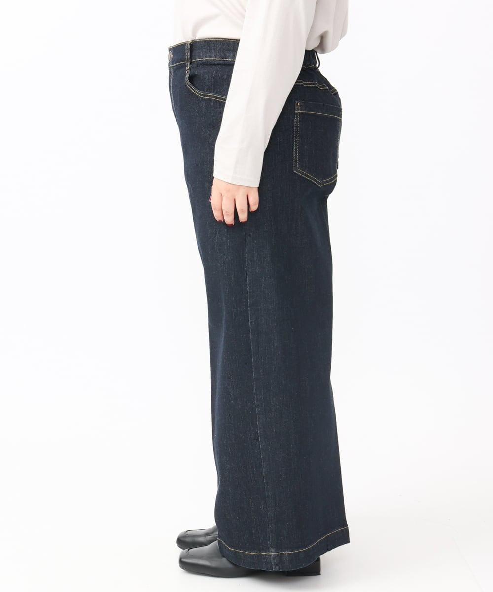 OLLAA08099 eur3(エウルキューブ) 【大きいサイズ】ワイドデニムパンツ ネイビー(57)