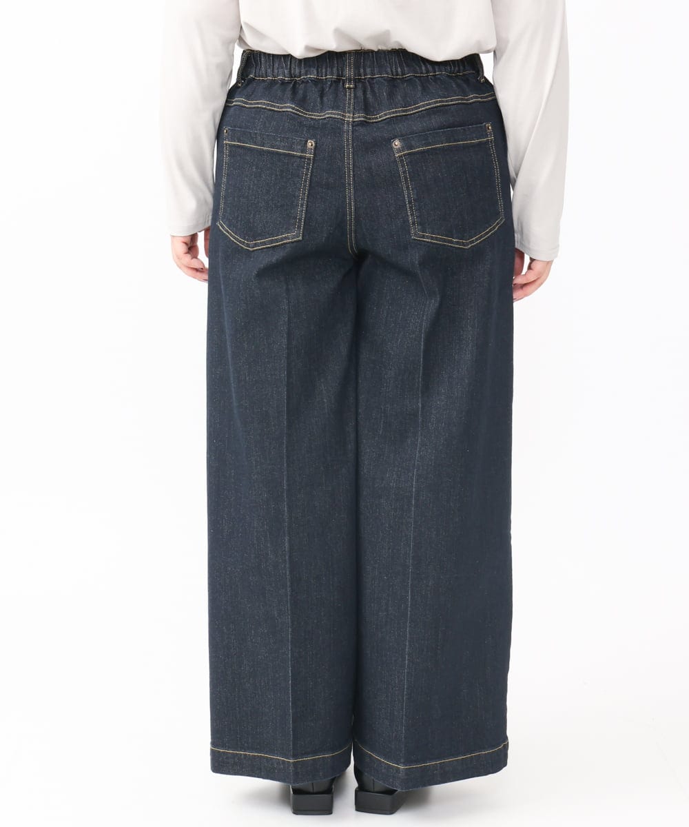 OLLAA08099 eur3(エウルキューブ) 【大きいサイズ】ワイドデニムパンツ ネイビー(57)