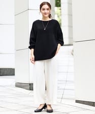 OLLAA15099 eur3(エウルキューブ) 【大きいサイズ】ロイヤルヒートワイドストレートパンツ ホワイト(90)
