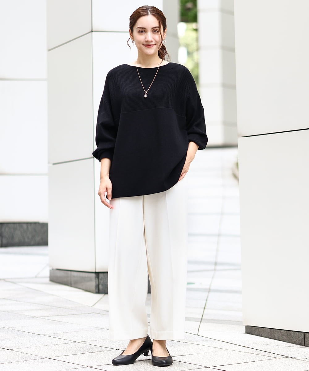OLLAA15099 eur3(エウルキューブ) 【大きいサイズ】ロイヤルヒートワイドストレートパンツ ホワイト(90)