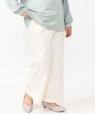OLLAA15099 eur3(エウルキューブ) 【大きいサイズ】ロイヤルヒートワイドストレートパンツ ホワイト(90)