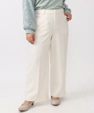 OLLAA15099 eur3(エウルキューブ) 【大きいサイズ】ロイヤルヒートワイドストレートパンツ ホワイト(90)