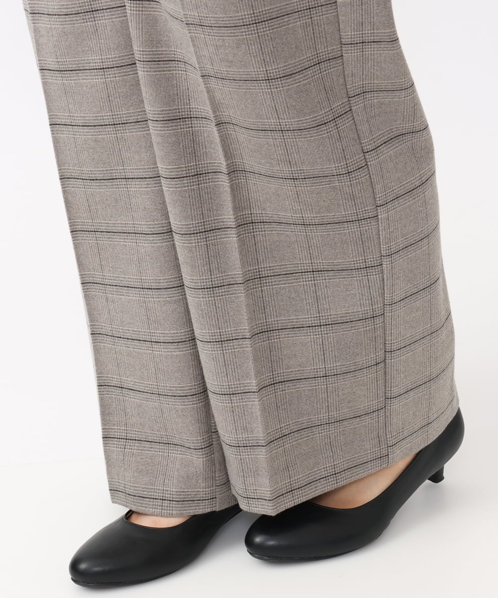OLLAA15099 eur3(エウルキューブ) 【大きいサイズ】ロイヤルヒートワイドストレートパンツ ライトグレー(91)