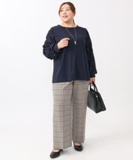 OLLAA15099 eur3(エウルキューブ) 【大きいサイズ】ロイヤルヒートワイドストレートパンツ ライトグレー(91)