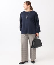 OLLAA15099 eur3(エウルキューブ) 【大きいサイズ】ロイヤルヒートワイドストレートパンツ ライトグレー(91)