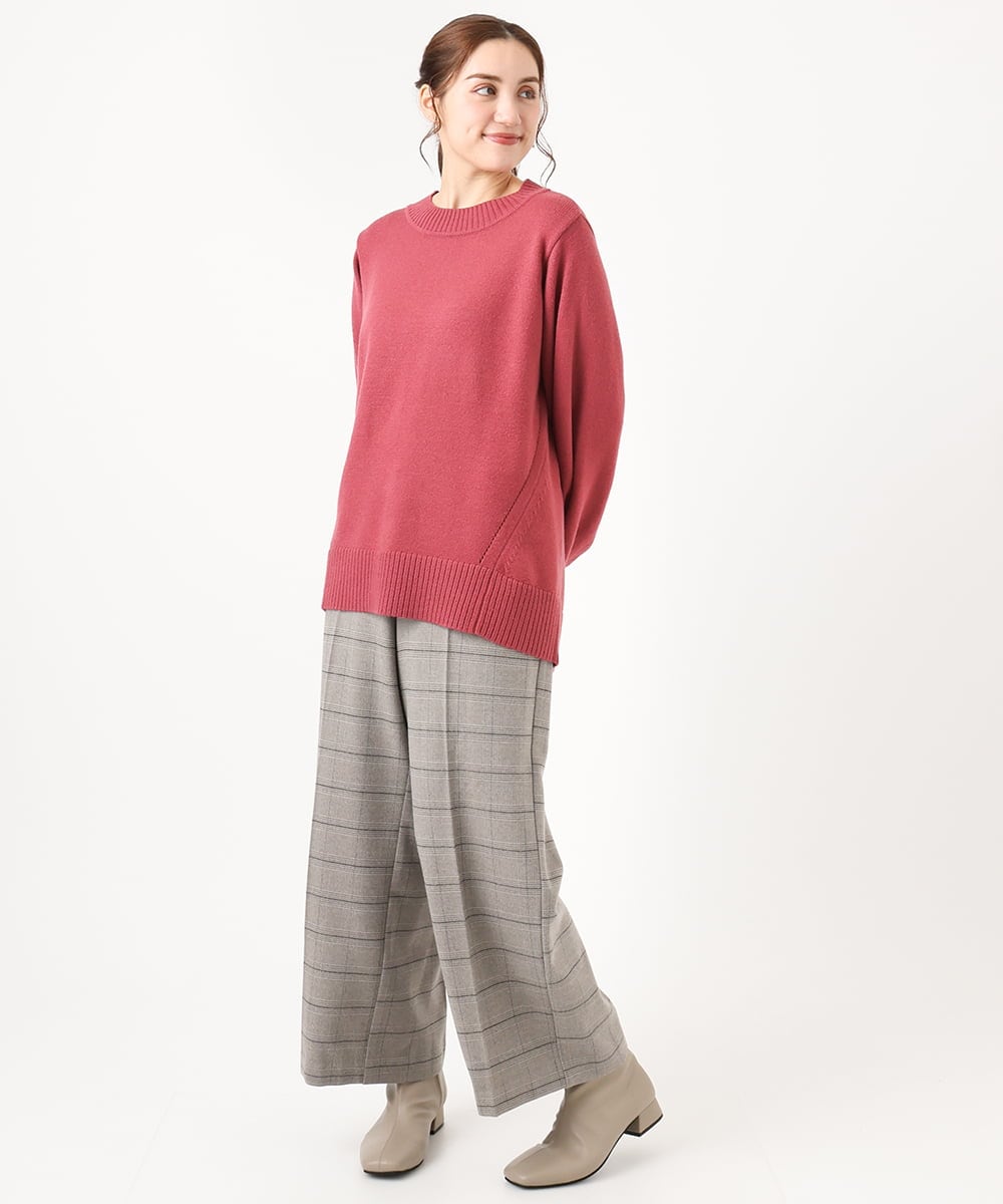 OLLAA15099 eur3(エウルキューブ) 【大きいサイズ】ロイヤルヒートワイドストレートパンツ ライトグレー(91)