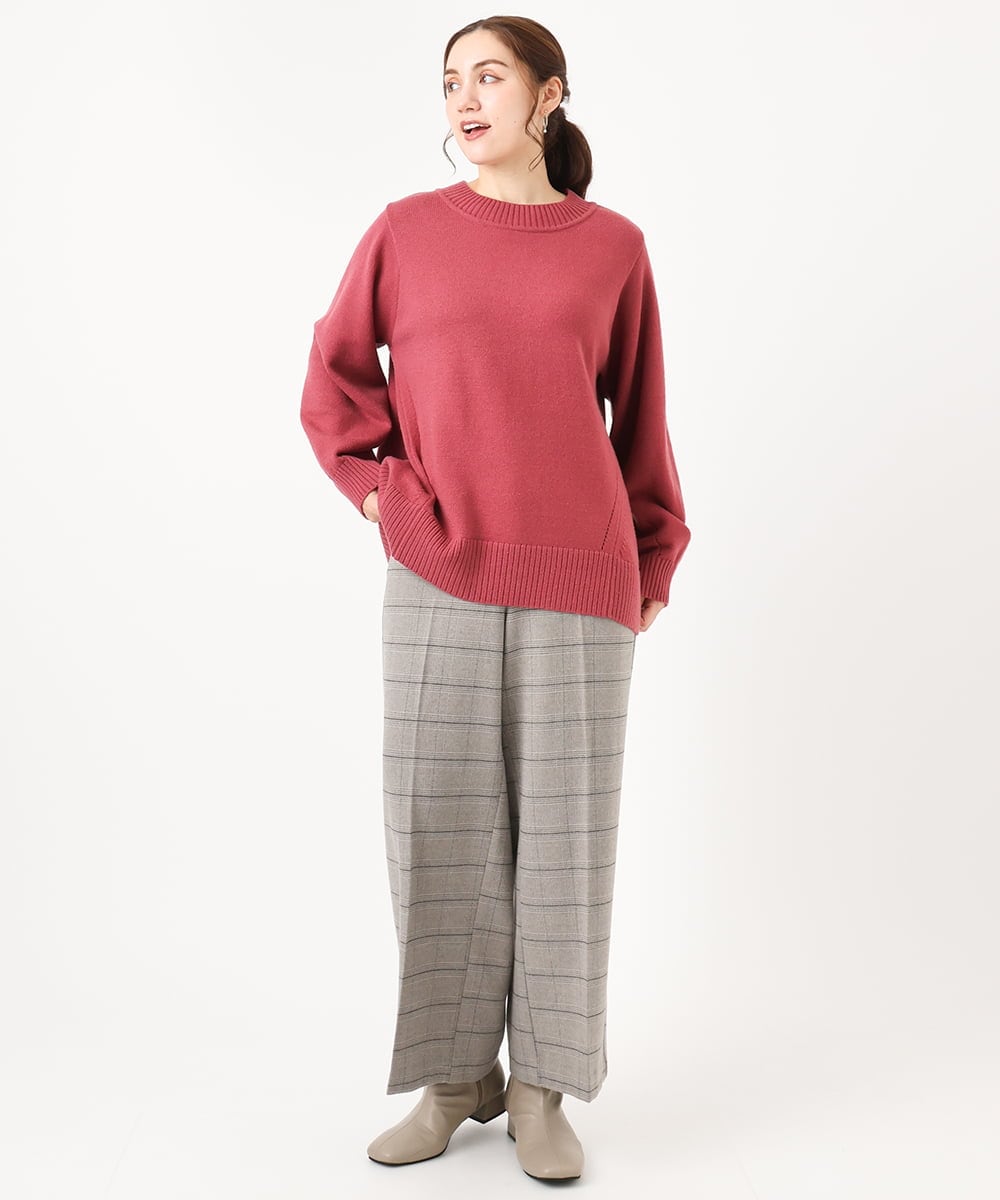 OLLAA15099 eur3(エウルキューブ) 【大きいサイズ】ロイヤルヒートワイドストレートパンツ ライトグレー(91)