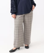 OLLAA15099 eur3(エウルキューブ) 【大きいサイズ】ロイヤルヒートワイドストレートパンツ ライトグレー(91)