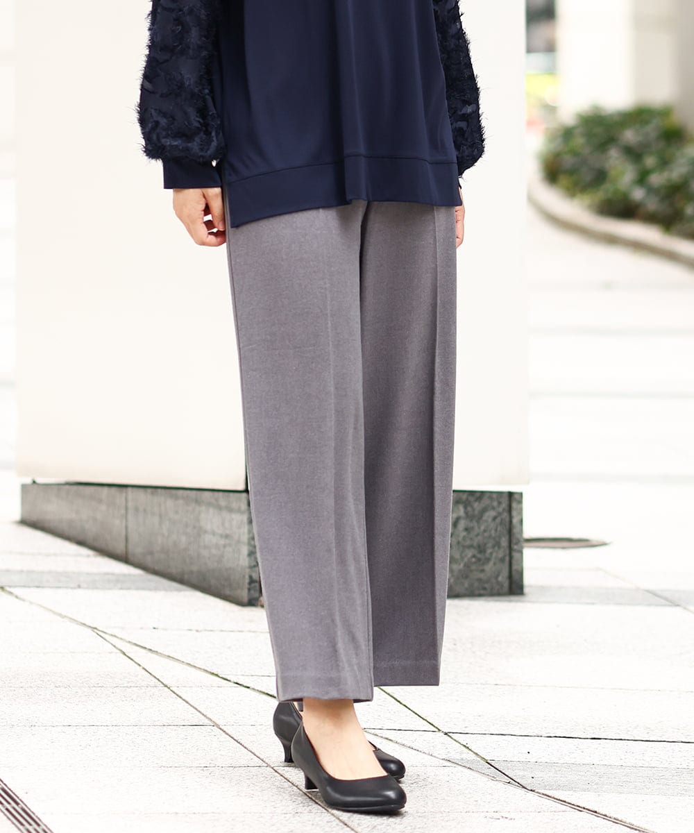 OLLAA15099 eur3(エウルキューブ) 【大きいサイズ】ロイヤルヒートワイドストレートパンツ グレー(92)