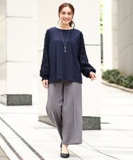 OLLAA15099 eur3(エウルキューブ) 【大きいサイズ】ロイヤルヒートワイドストレートパンツ グレー(92)