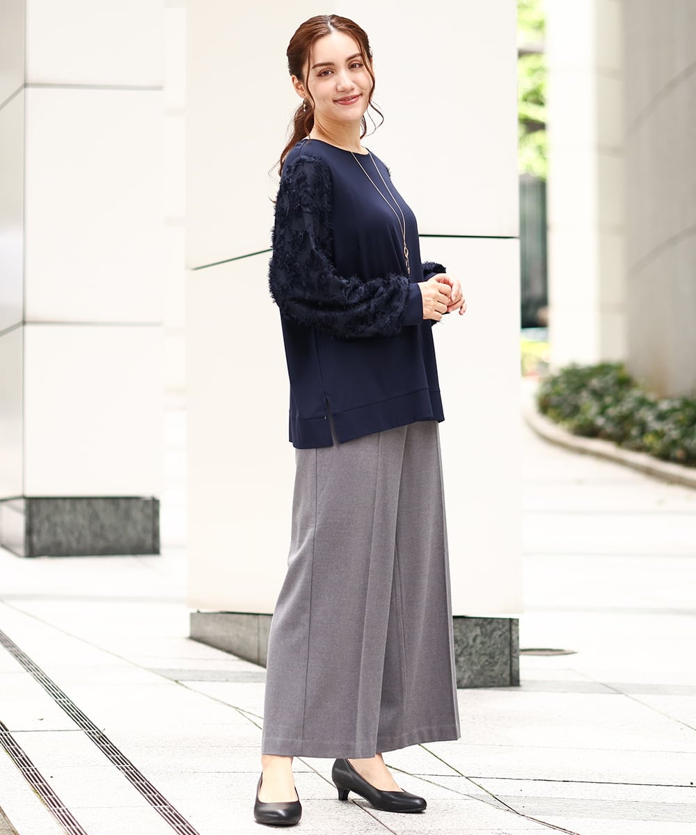 OLLAA15099 eur3(エウルキューブ) 【大きいサイズ】ロイヤルヒートワイドストレートパンツ グレー(92)