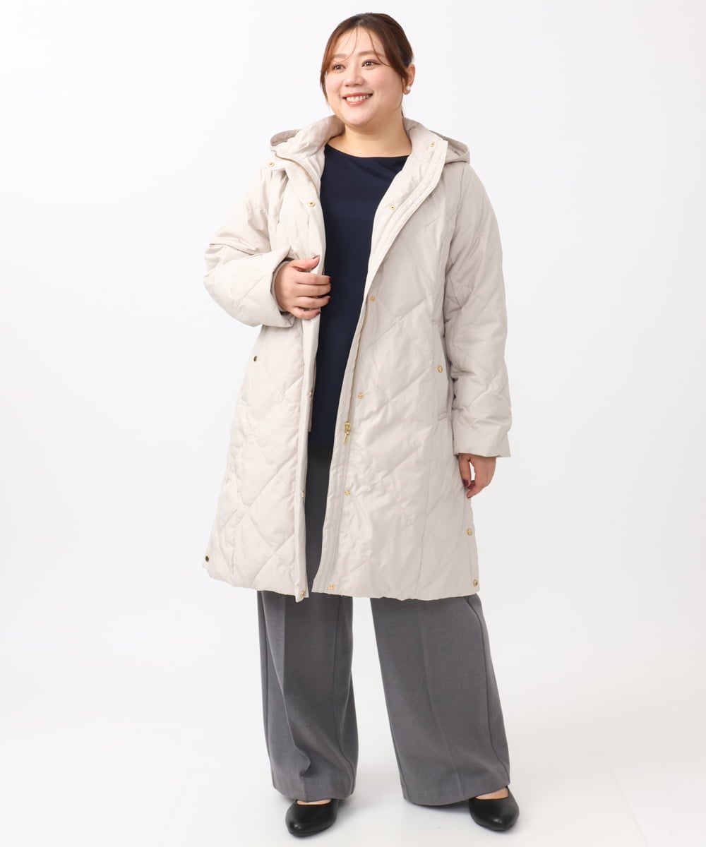 OLLAA15099 eur3(エウルキューブ) 【大きいサイズ】ロイヤルヒートワイドストレートパンツ グレー(92)