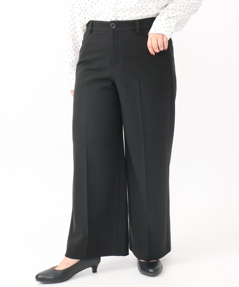 OLLAA15099 eur3(エウルキューブ) 【大きいサイズ】ロイヤルヒートワイドストレートパンツ ブラック(94)
