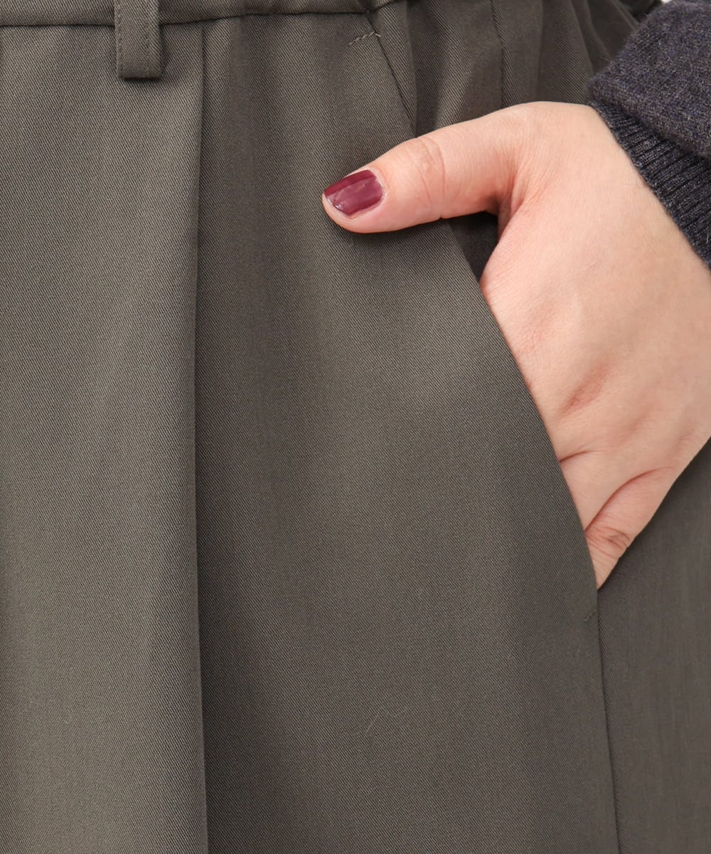 OLLAA26129 eur3(エウルキューブ) 【大きいサイズ】タックワイドパンツ カーキ(36)