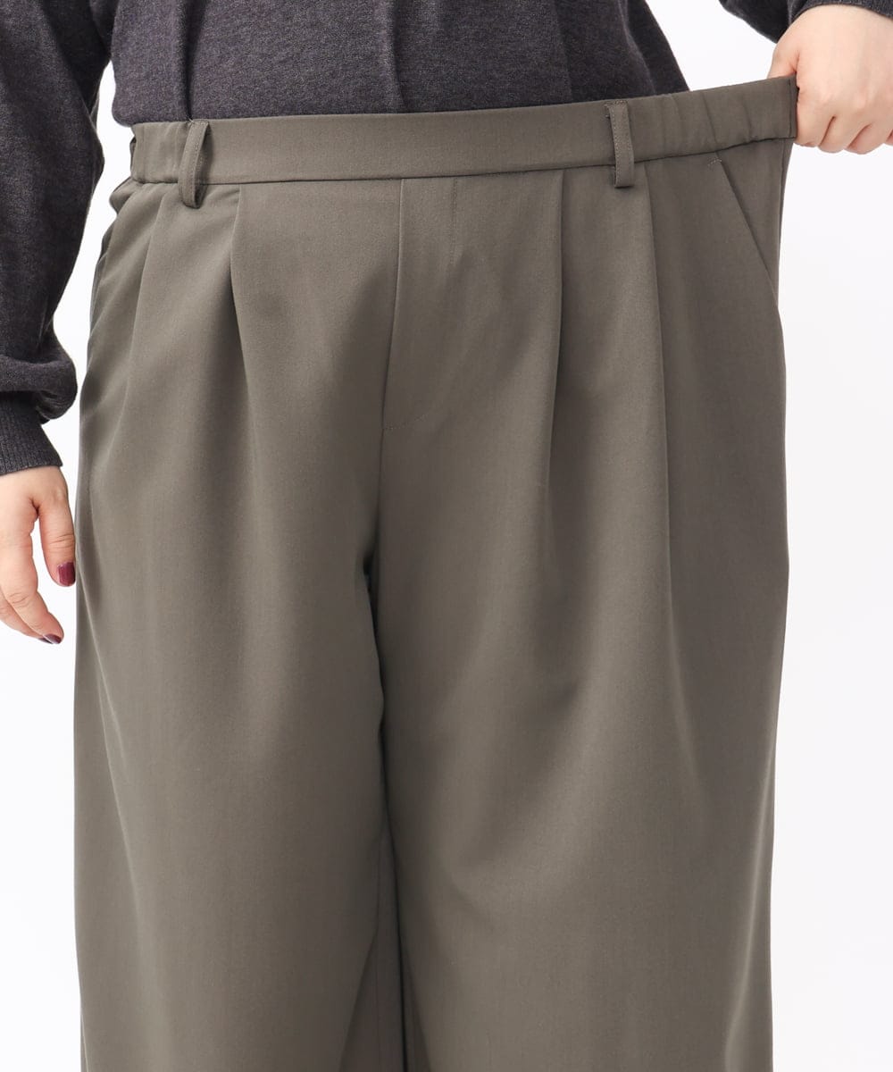 OLLAA26129 eur3(エウルキューブ) 【大きいサイズ】タックワイドパンツ カーキ(36)