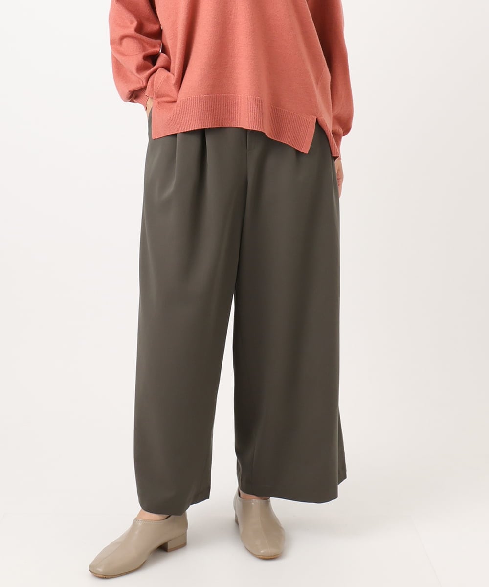OLLAA26129 eur3(エウルキューブ) 【大きいサイズ】タックワイドパンツ カーキ(36)