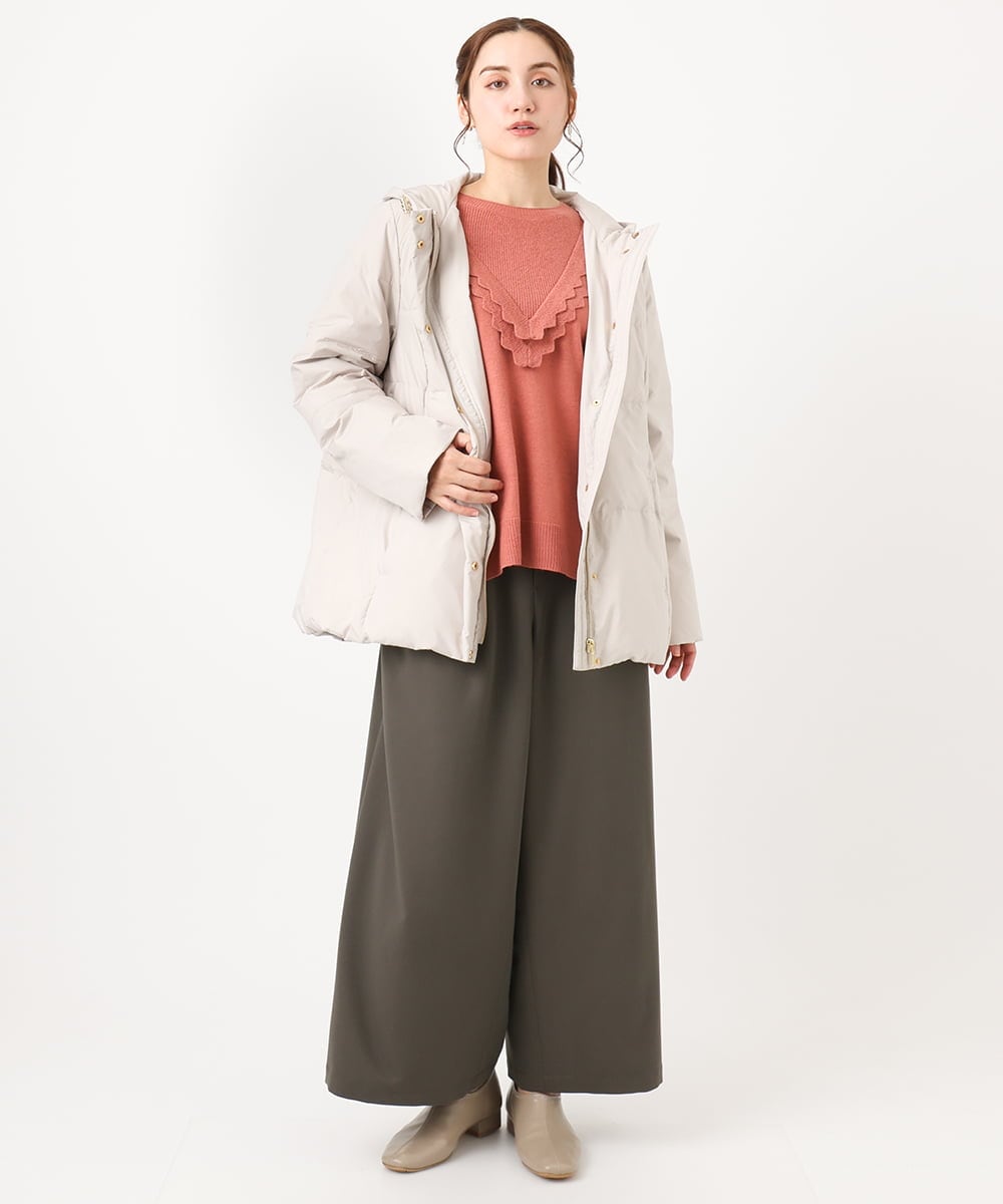 OLLAA26129 eur3(エウルキューブ) 【大きいサイズ】タックワイドパンツ カーキ(36)