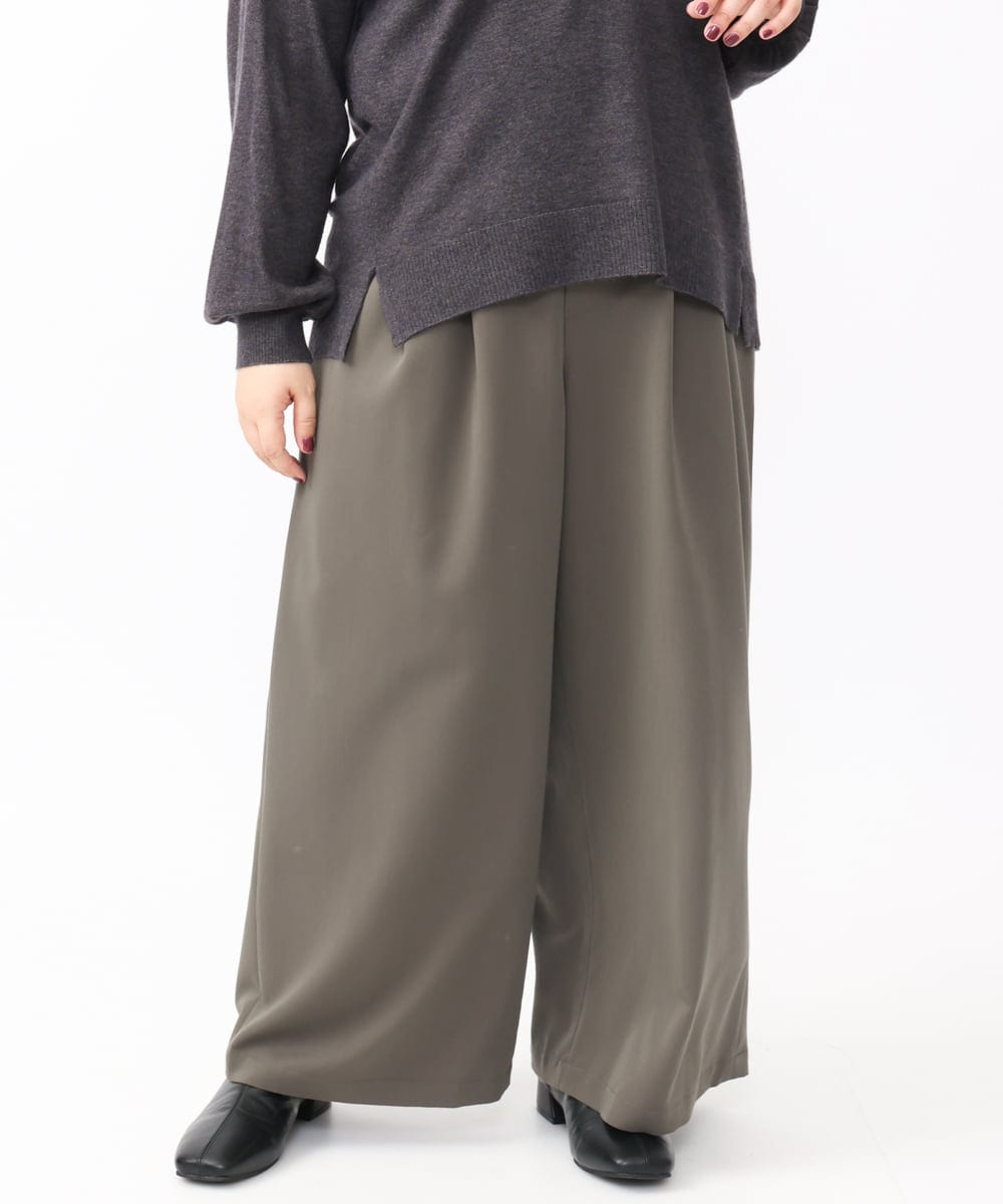 OLLAA26129 eur3(エウルキューブ) 【大きいサイズ】タックワイドパンツ カーキ(36)