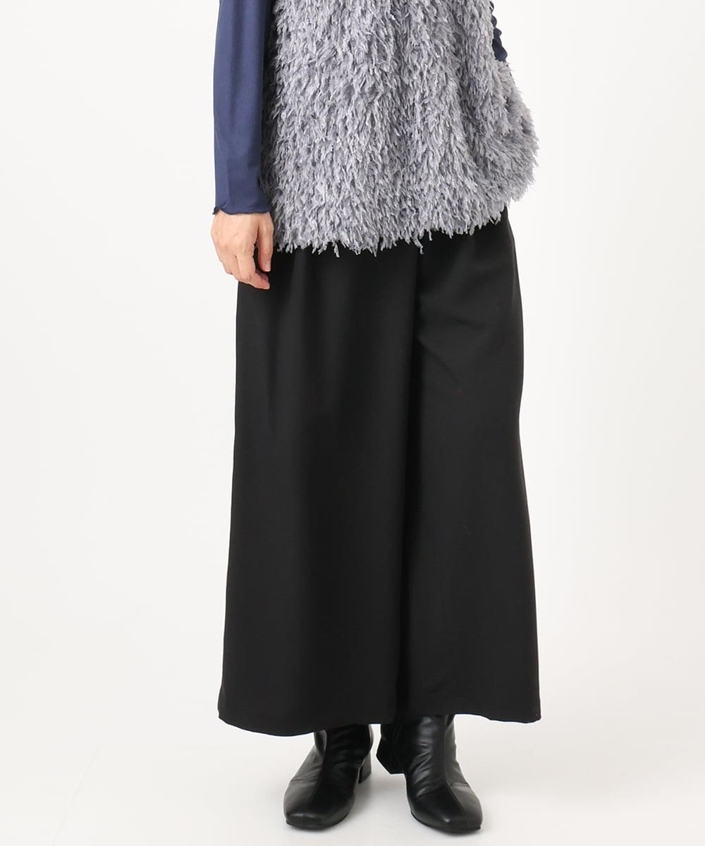 OLLAA26129 eur3(エウルキューブ) 【大きいサイズ】タックワイドパンツ ブラック(94)