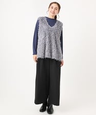 OLLAA26129 eur3(エウルキューブ) 【大きいサイズ】タックワイドパンツ ブラック(94)