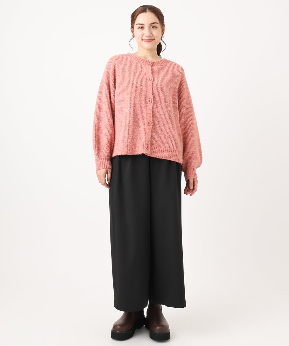 OLLAA26129 eur3(エウルキューブ) 【大きいサイズ】タックワイドパンツ ブラック(94)
