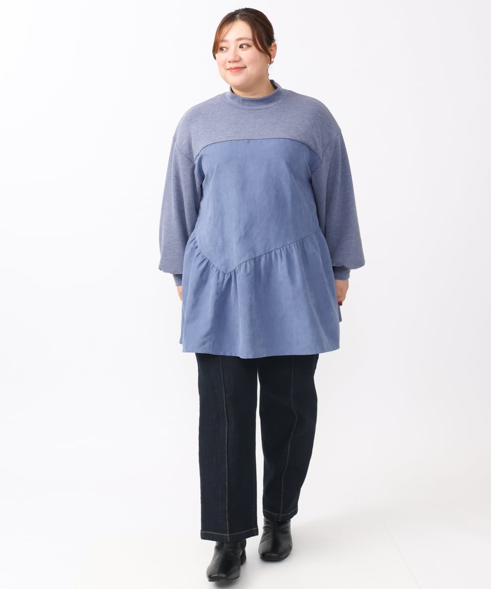 OLLAA32109 eur3(エウルキューブ) 【大きいサイズ】ストレートデニム ネイビー(57)