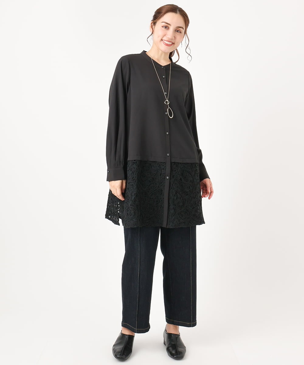 OLLAA32109 eur3(エウルキューブ) 【大きいサイズ】ストレートデニム ネイビー(57)