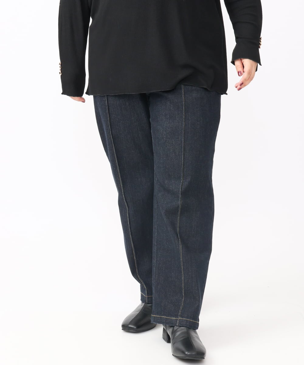 OLLAA32109 eur3(エウルキューブ) 【大きいサイズ】ストレートデニム ネイビー(57)