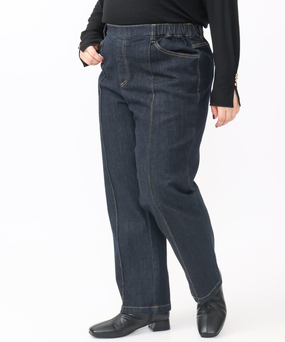OLLAA32109 eur3(エウルキューブ) 【大きいサイズ】ストレートデニム ネイビー(57)